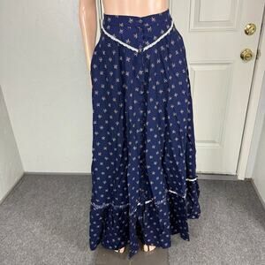 Vintage 70s Gunne Sax Womens Skirt 7 Floral Cottagecore Maxi Prairie Boho L3-7
